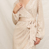 Serena Sequin Wrap Mini Dress