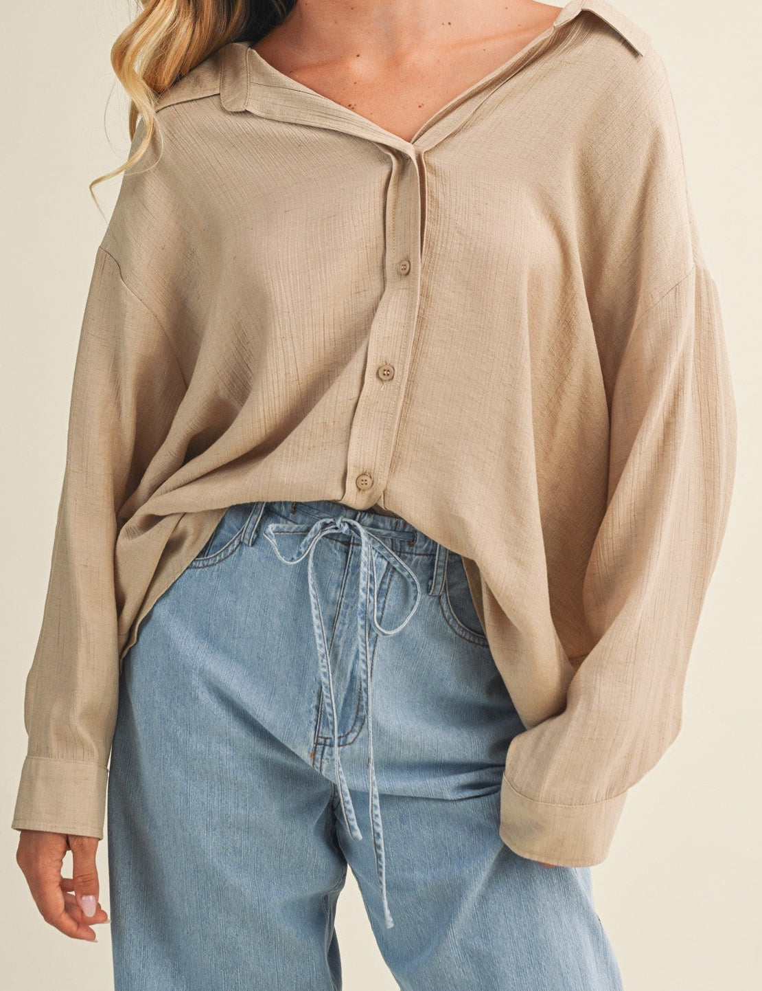 Nora Crinkled Slub Button-Down Shirt