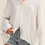 Nora Crinkled Slub Button-Down Shirt
