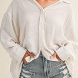 Nora Crinkled Slub Button-Down Shirt