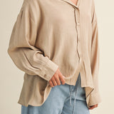 Nora Crinkled Slub Button-Down Shirt