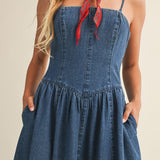 Leia Detachable Strap Denim Dress