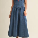 Leia Detachable Strap Denim Dress