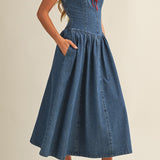 Leia Detachable Strap Denim Dress