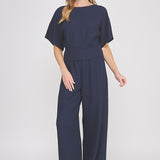 Reese Textured Knit Wide-Leg Pant navy full look