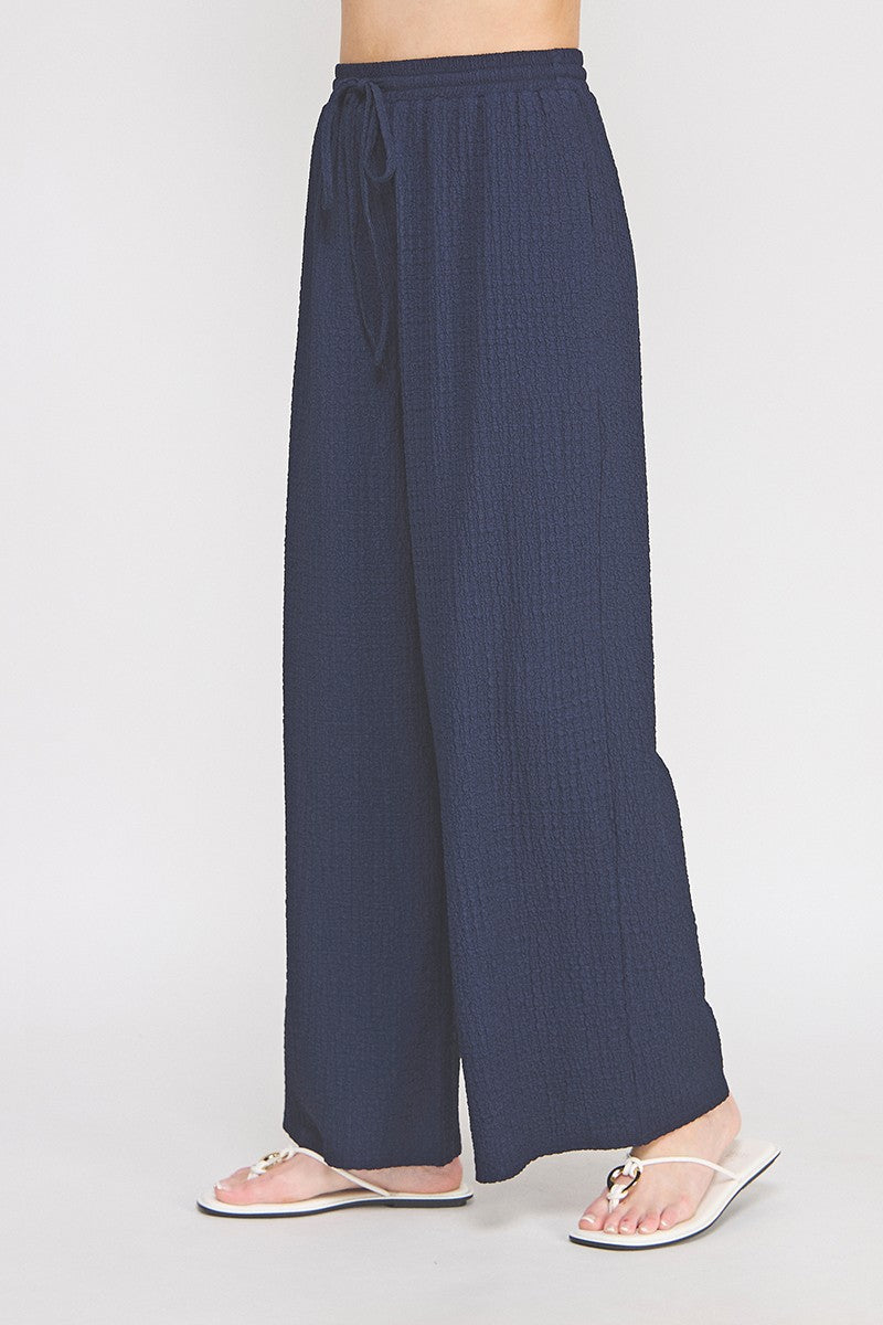Reese Textured Knit Wide-Leg Pant navy side