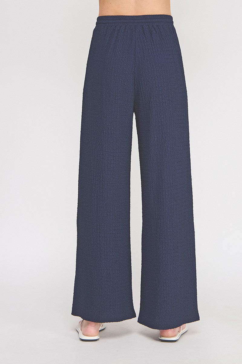 Reese Textured Knit Wide-Leg Pant navy detail