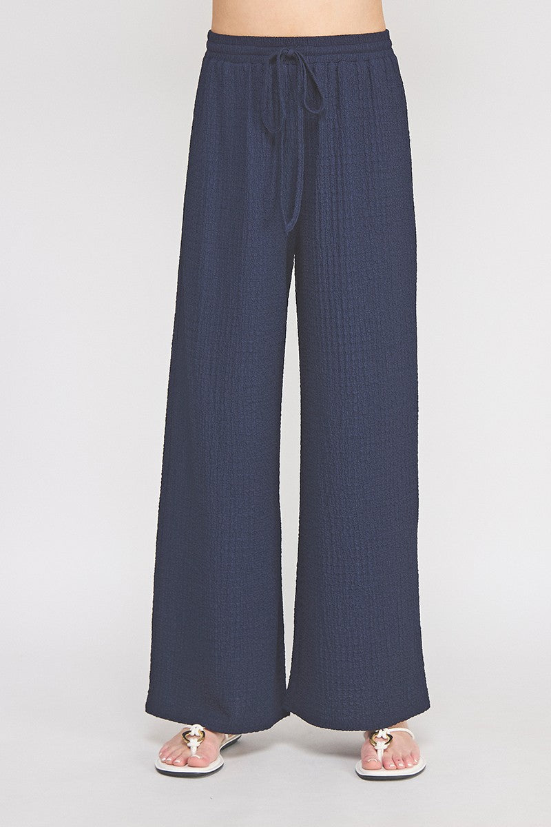 Reese Textured Knit Wide-Leg Pant navy front