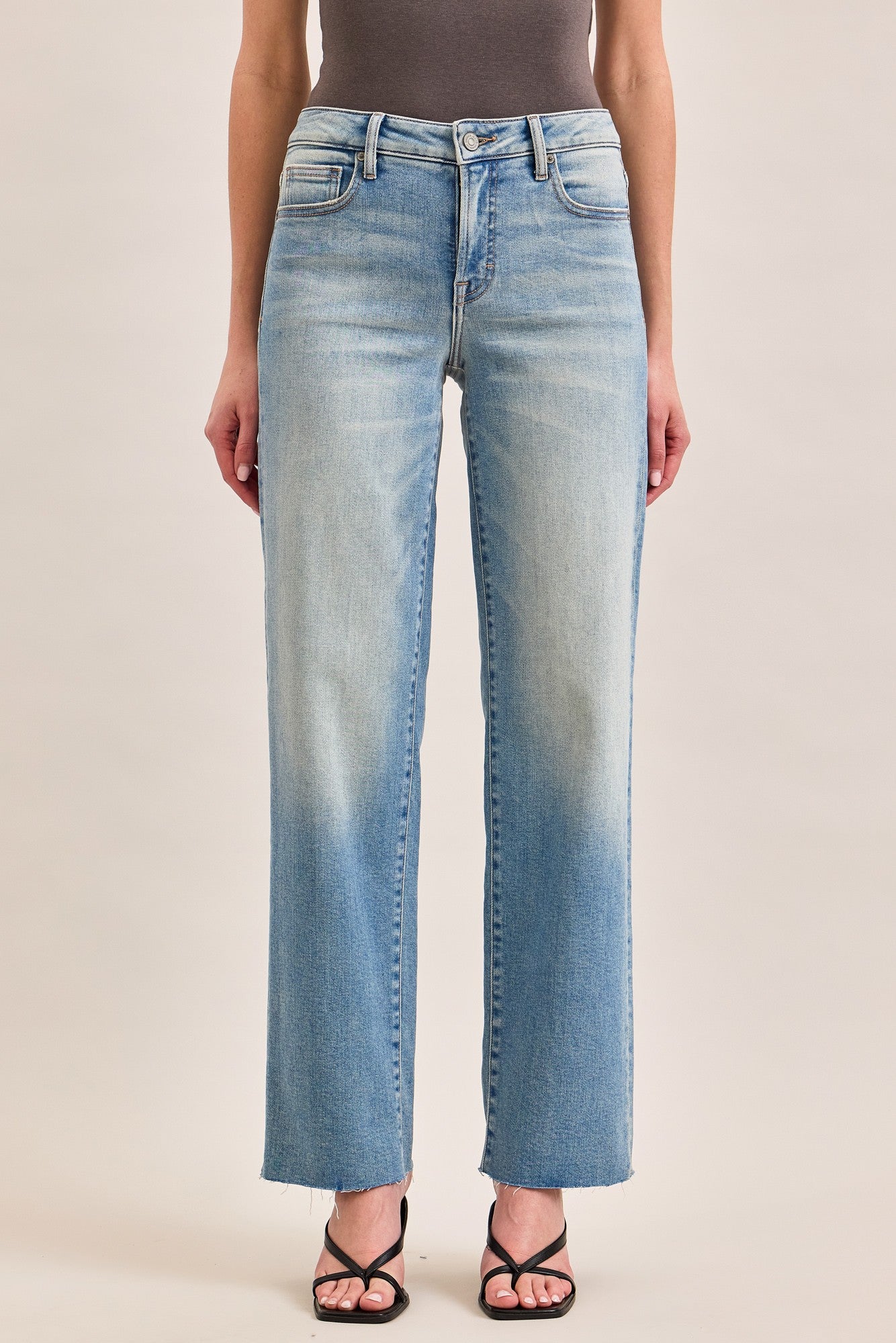Ella Mid Rise Classic Straight Jean in Medium Vintage, front