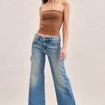Happi Low Rise Comfort Flare Jean in Medium Vintage, detail