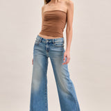 Happi Low Rise Comfort Flare Jean in Medium Vintage, detail