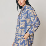 Cedar Printed Oversized Shirt in Nautical Blue, side