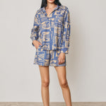 Cedar Printed Pull On Shorts in Nautical Blue, styled with the matching shirt