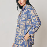 Cedar Printed Pull On Shorts in Nautical Blue, back