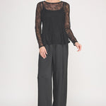 Vivienne Lace Peplum Long-Sleeve Top black back