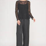 Vivienne Lace Peplum Long-Sleeve Top black back