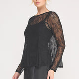 Vivienne Lace Peplum Long-Sleeve Top black side