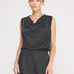 Adele Satin Draped-Neck Sleeveless Top black front