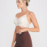 Elise Corded Lace Padded Bralette cream side