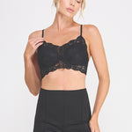Elise Corded Lace Padded Bralette black front