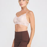 Elise Corded Lace Padded Bralette pink side