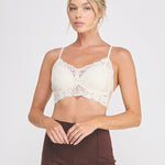 Elise Corded Lace Padded Bralette cream front