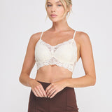 Elise Corded Lace Padded Bralette cream front