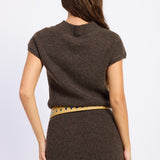 Cedar Mock Neck Sweater Dress in Espresso, back view