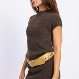 Cedar Mock Neck Sweater Dress in Espresso, side view
