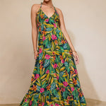Bramble Smocked Halter Maxi Dress in Botanical Bloom, front