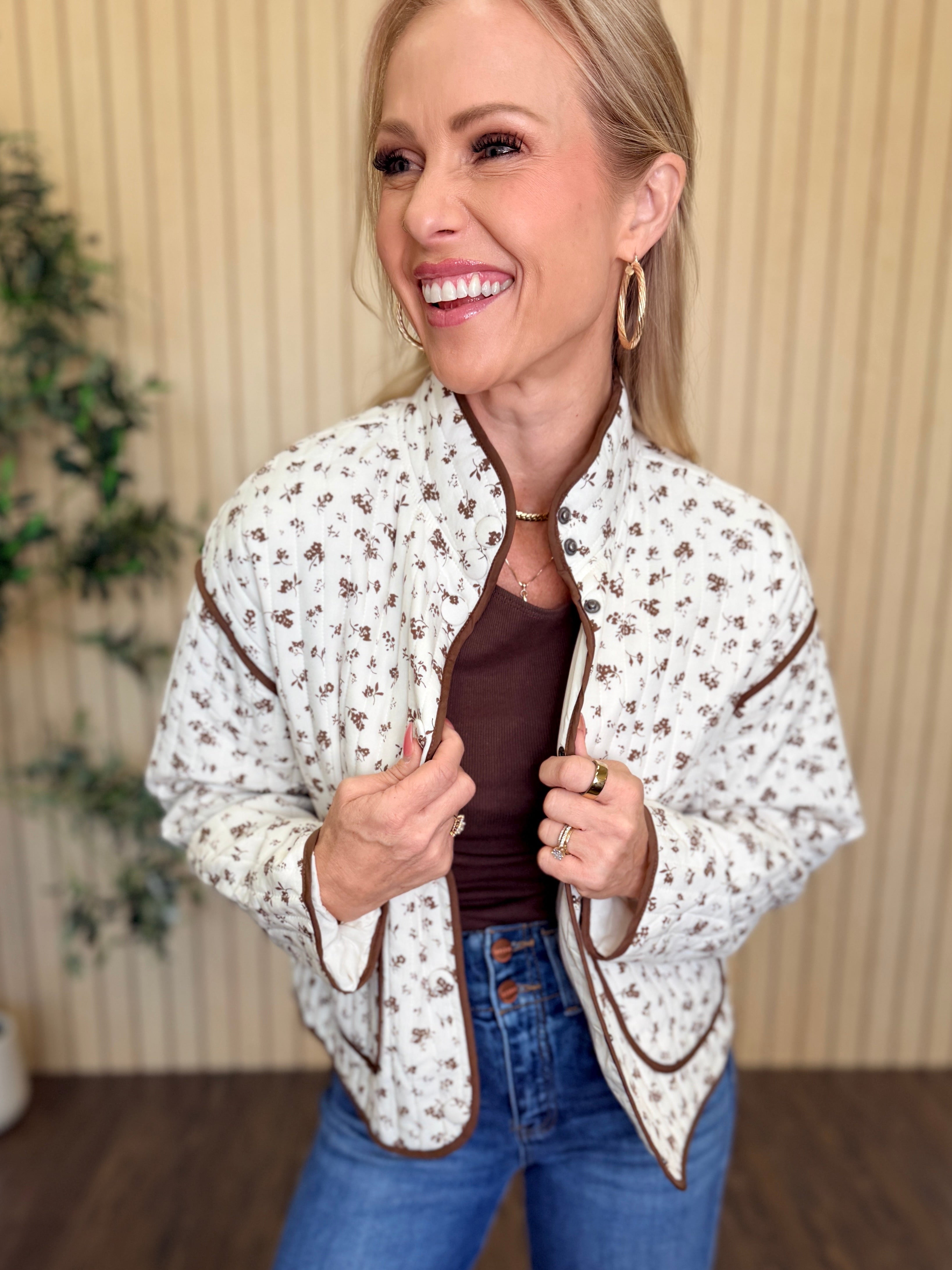 Ember Floral Snap Quilted Jacket