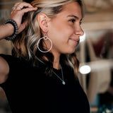 Zoe Brushed Hanging Hoop Earrings | Silver