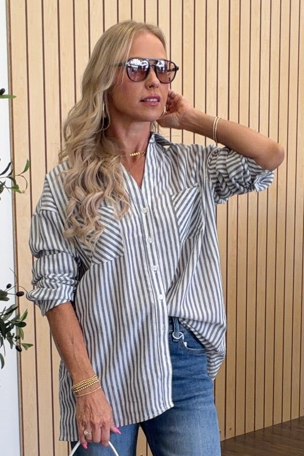 Canyon Stripe Cotton Button-Down