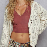 Juliet V-Neck Knit Crochet Cardigan