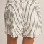 Striped Drawstring Shorts - Black