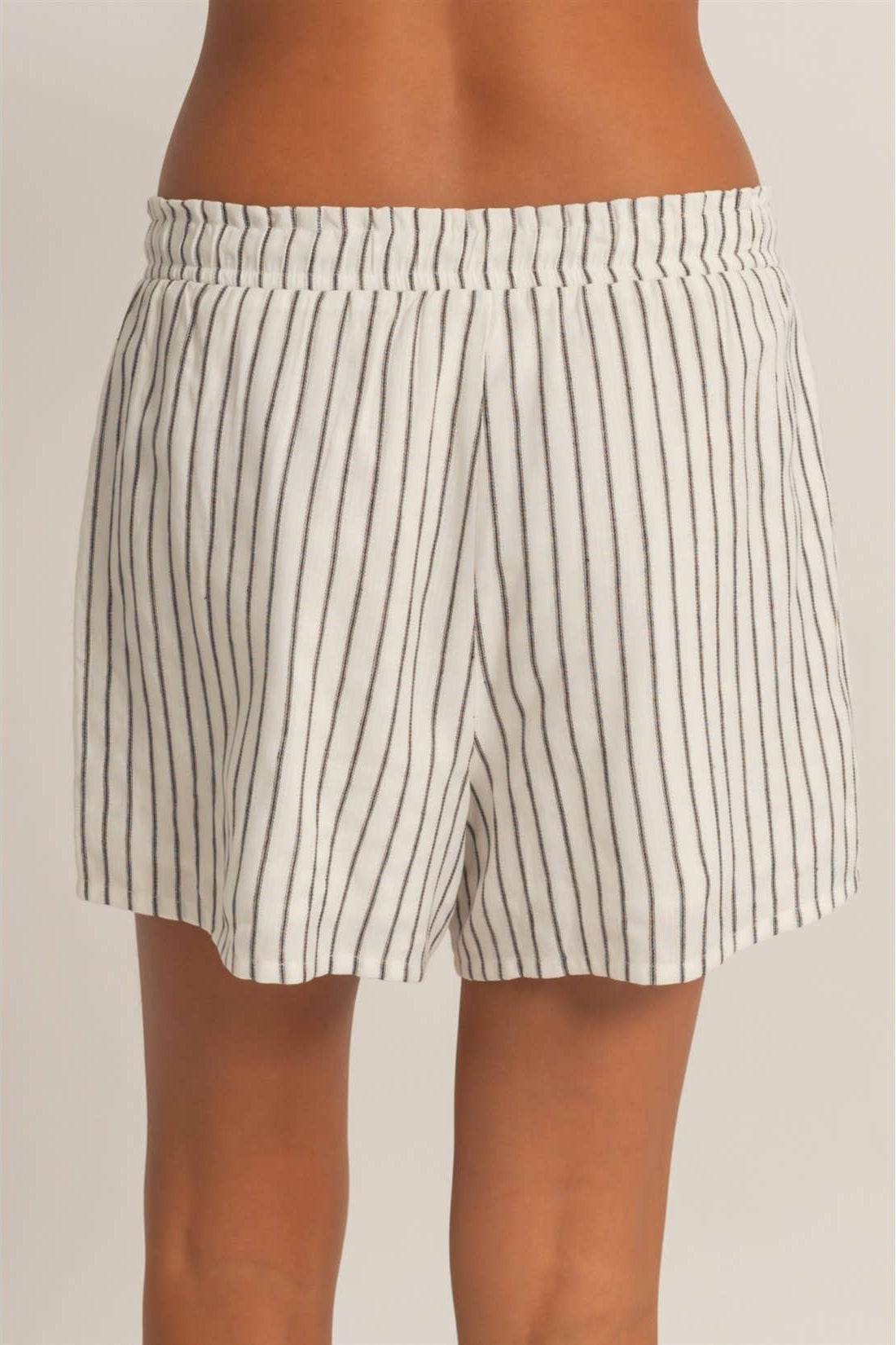 Striped Drawstring Shorts - Black