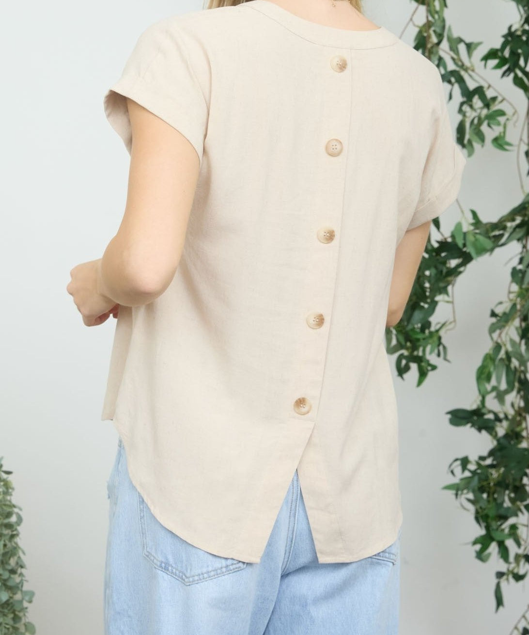 Golden Hour Split Neck Linen Top
