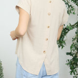 Golden Hour Split Neck Linen Top