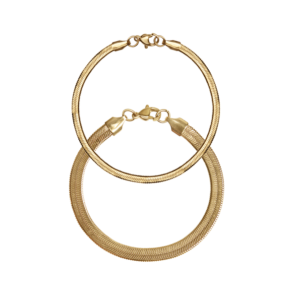 Rowan Gold Stainless Steel Herringbone Chain Bracelet - MTT Collective