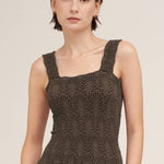 Julie Lace Textured Square Top in Chocolate
