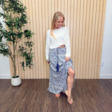 Wren Smocked Rayon Midi Skirt