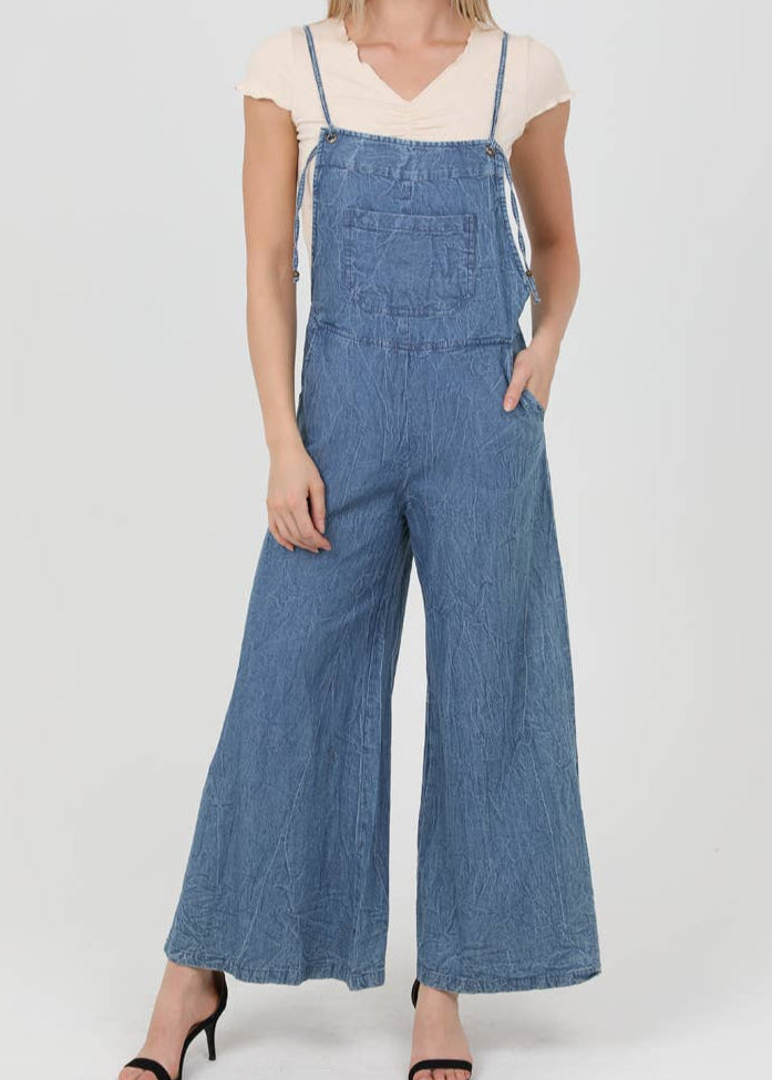 ANGIE - Womens - Jumpsuits - Jeanna Denim Flare Overalls - MTT Collective
