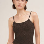 Lana Floral Textured Lace Cami in Chocolate