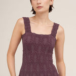 Julie Lace Textured Square Top in Raisin