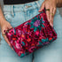Wildflower Woven Travel Pouch in burgundy floral