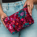Wildflower Woven Travel Pouch in burgundy floral