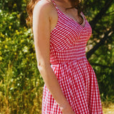 Giselle All-Over Check Print Smocked Maxi Dress