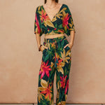 Rowan Printed Wide Leg Pants in Midnight Paradise, front