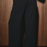 Coastal Wide Leg Chiffon Pants in Black, back