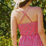 Giselle All-Over Check Print Smocked Maxi Dress